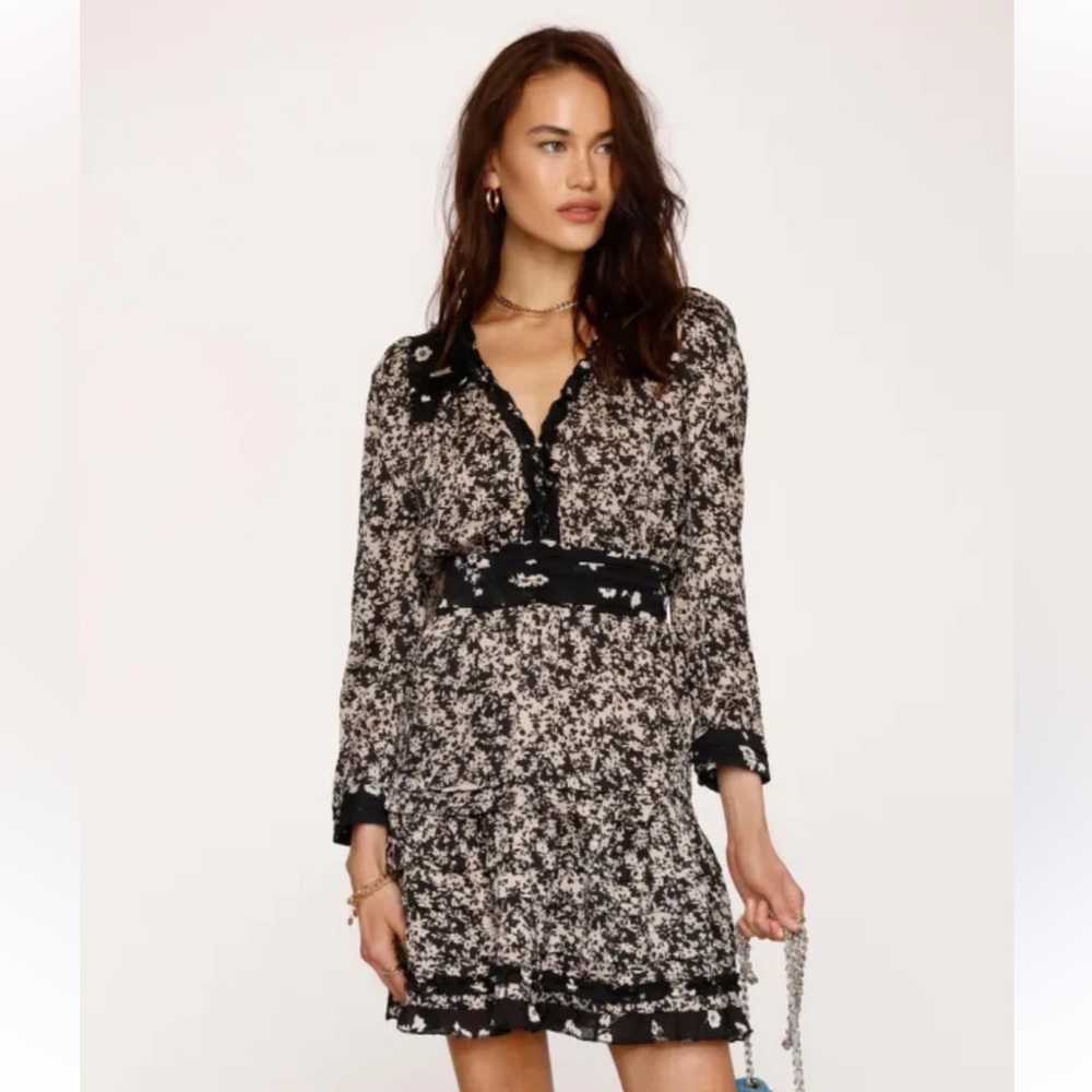 Heartloom Black and Cream Floral Dress